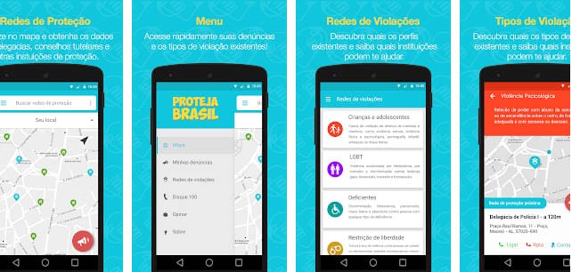 telas do app Proteja Brasil