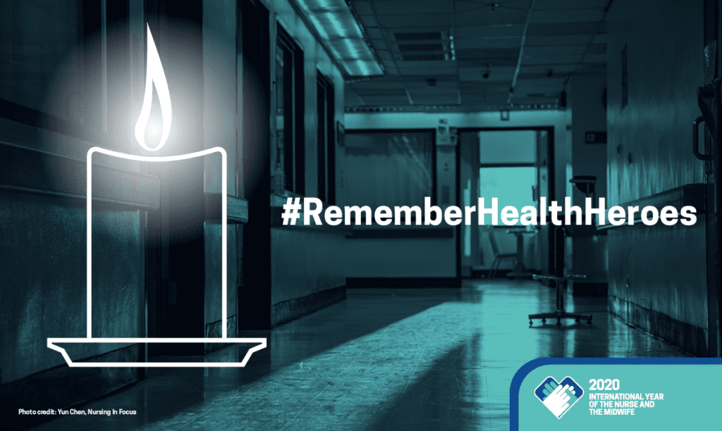 Imagem oficial da Campanha #RememberHealthHeroes - Lembre-se dos heróis da saúde - Imagem WHO