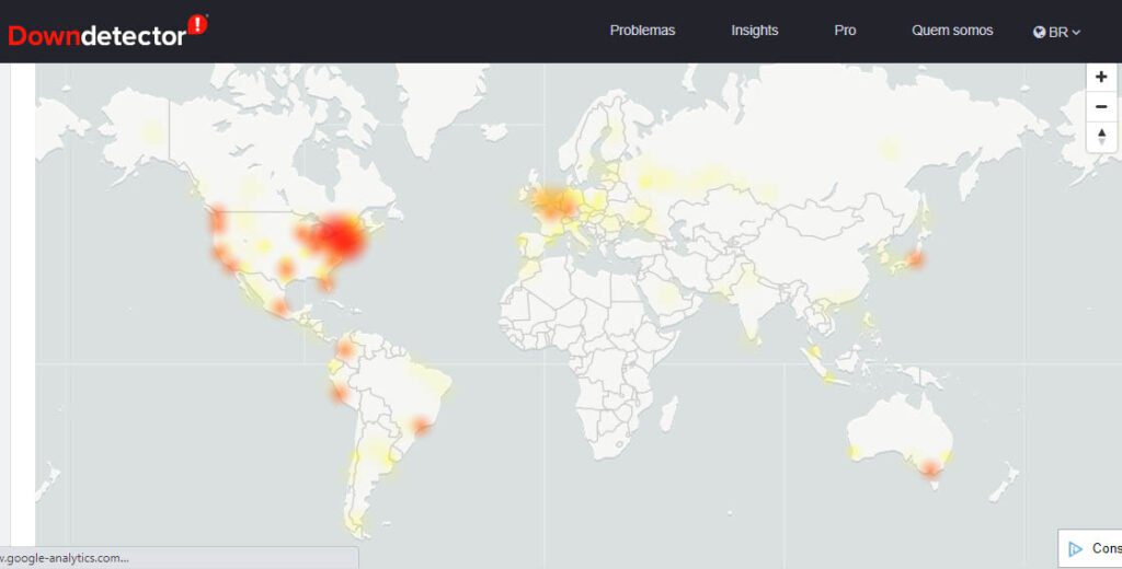 Segundo site DownDetector, vários usuários em diversos países estão passando pelo mesmo problema.