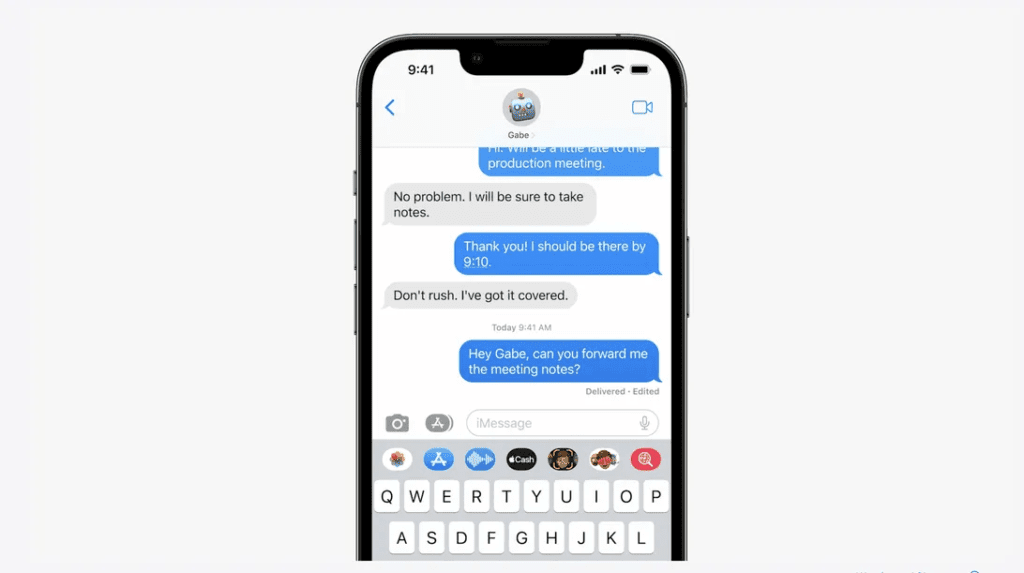 Uma captura de tela do aplicativo iOS 16 Messages mostrando uma mensagem que foi editada