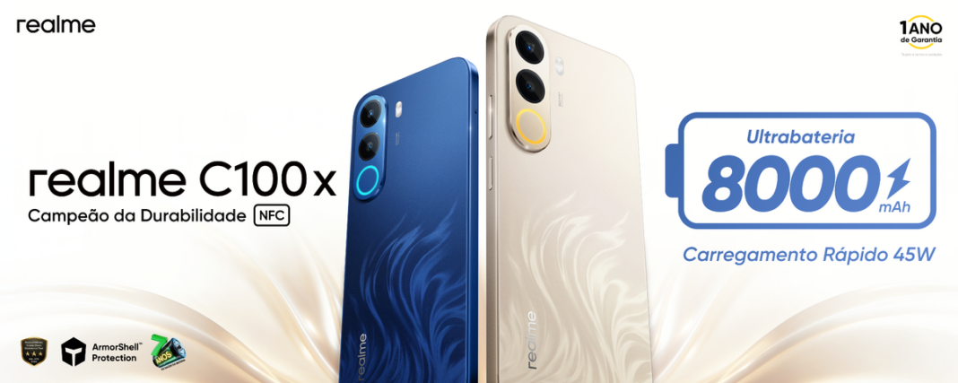 A realme lança C100x com bateria de 8.000 mAh no Brasil A realme lança C100x com bateria de 8.000 mAh no Brasil