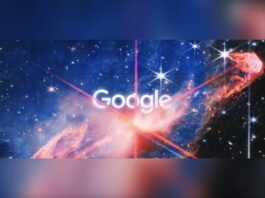 Google Doodle da Semana Mundial do Espaço de 2026 com Herbig-Haro 46/47, em imagem do telescópio James Webb