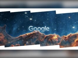 Google Doodle da Semana Mundial do Espaço de 2026 com a Nebulosa de Carina